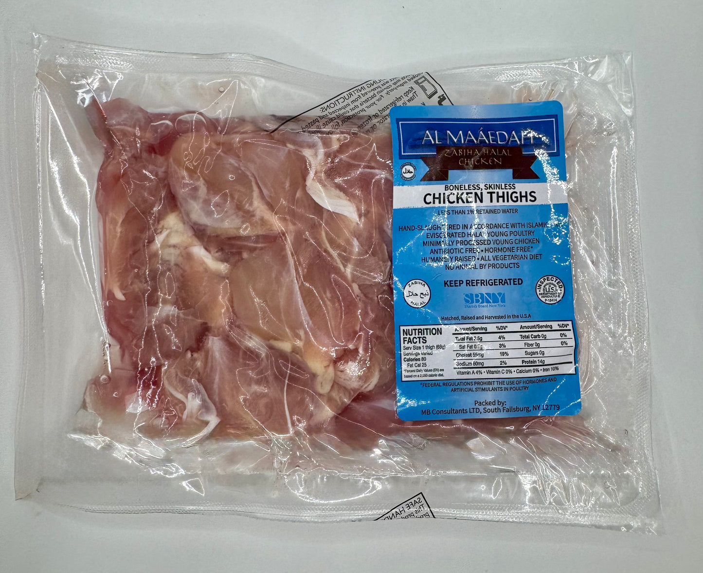 Zabiha Halal Boneless Skinless Chicken Thighs Bulk