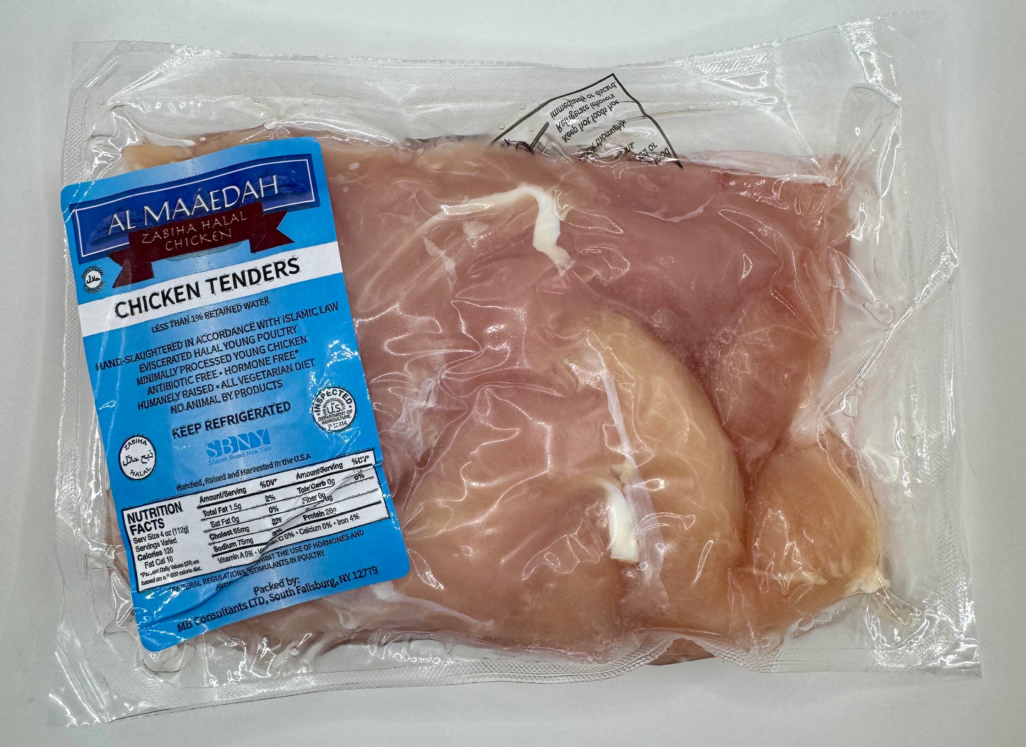 Zabiha Halal Chicken Tenders 1 lb Retail Pack