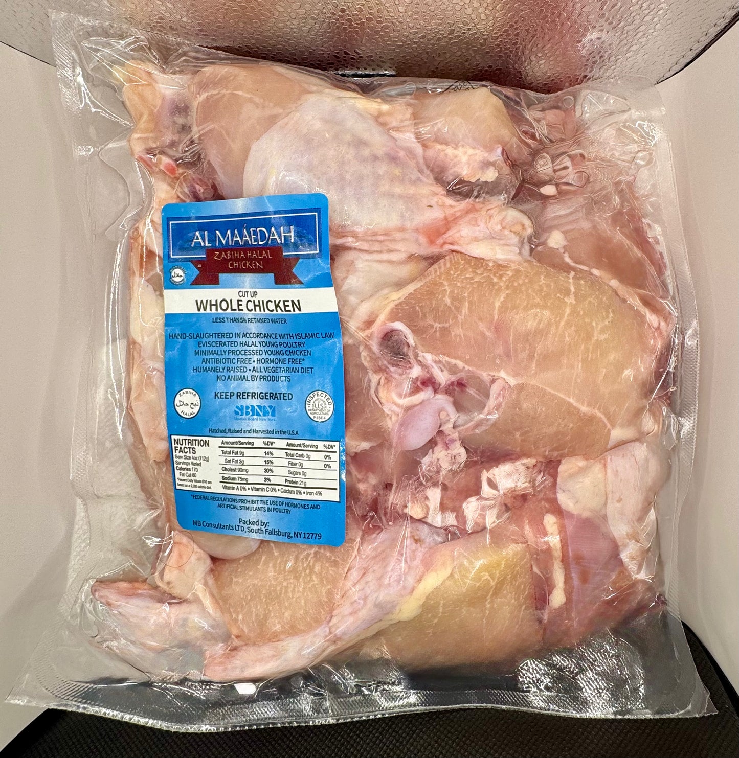 Zabiha Halal 16 Piece Skinless Cut-up Chicken Bulk