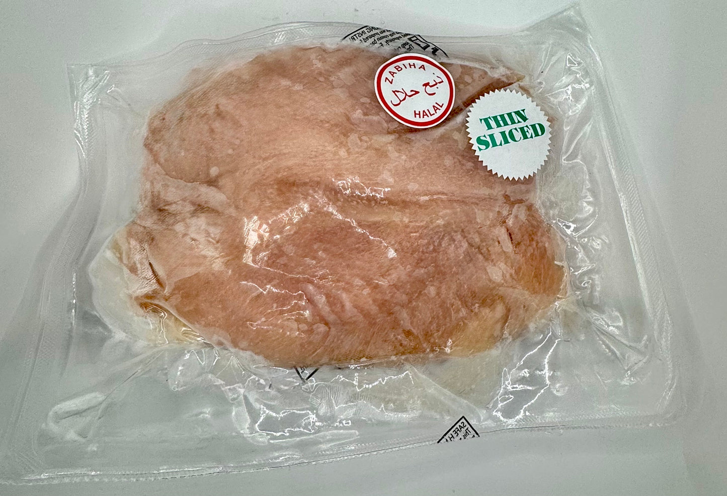 Zabiha Halal Thin Sliced Boneless Skinless Chicken Breast 1 lb Retail Pack