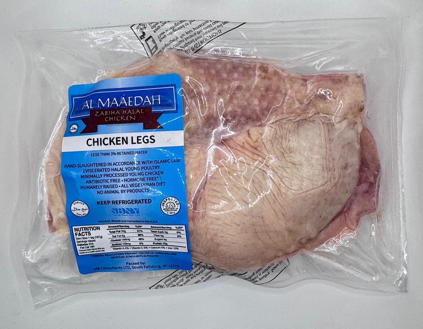 New Product!! Zabiha Halal Skin-on Legs 1 lb Retail Pack