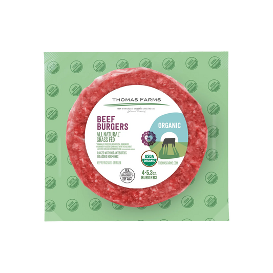 Organic Zabiha Halal Grass-Fed Ground Beef Burger 4-4oz Patties Retail Pack