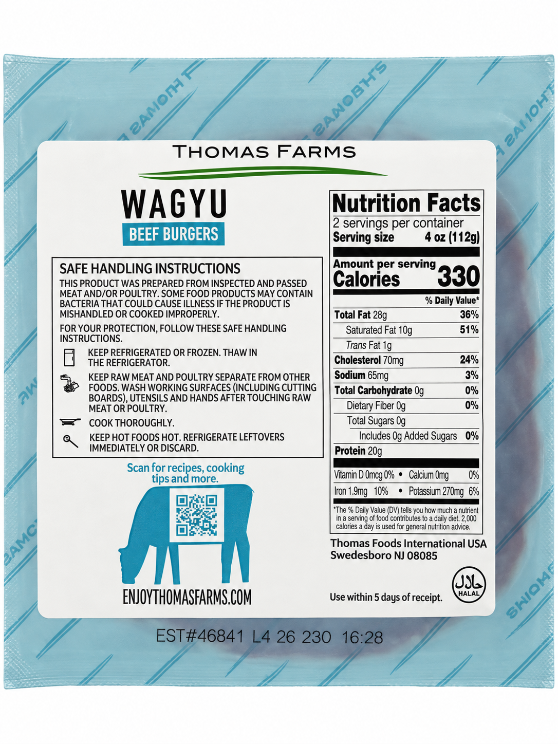 Zabiha Halal 2-4oz Wagyu Beef Patties
