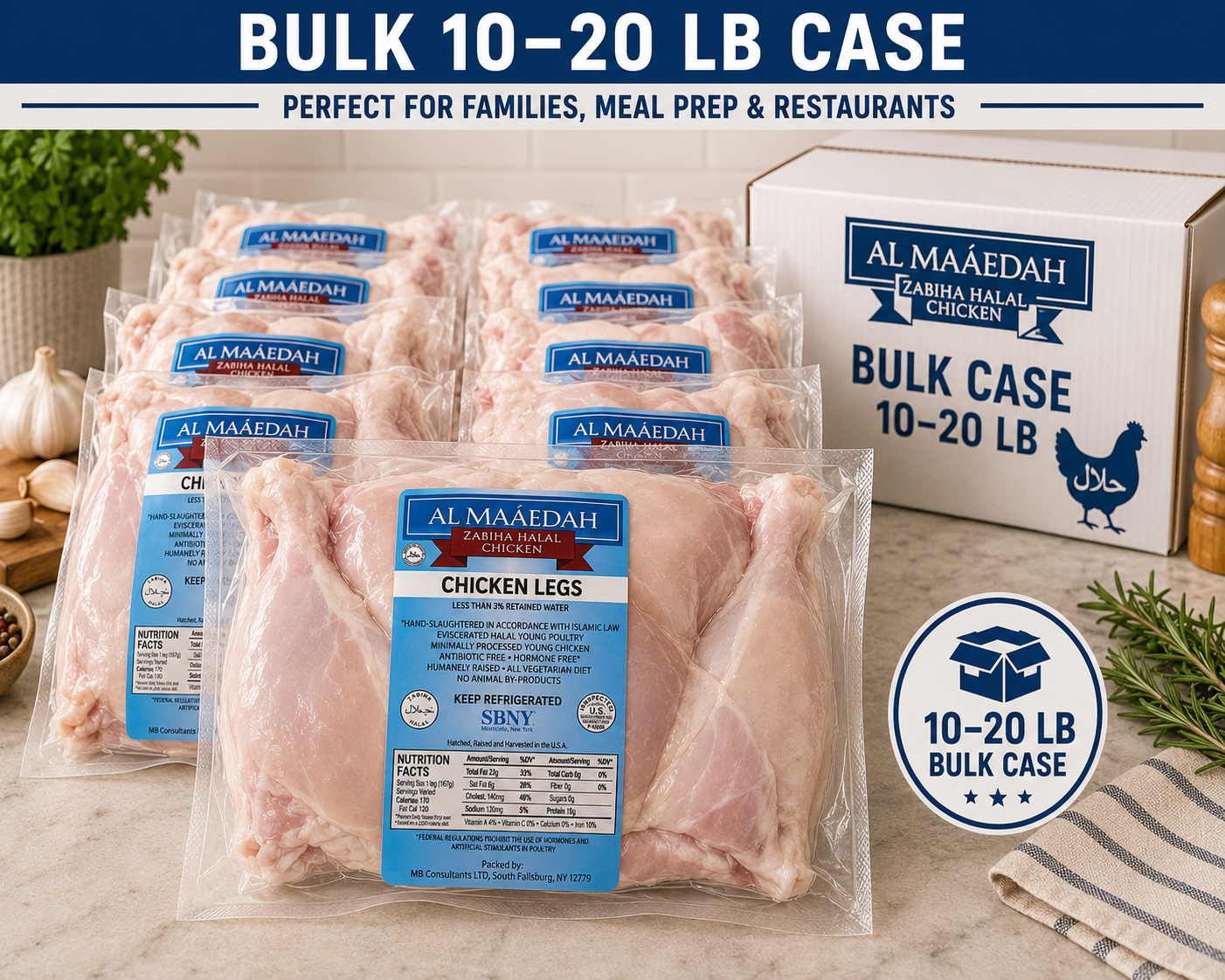 Zabiha Halal Skinless Legs (Antibiotic Free, Air-Chilled) Bulk