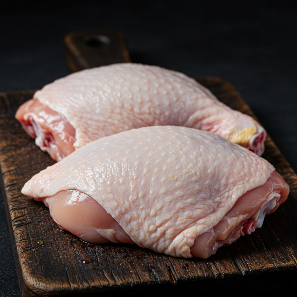 HFSAA certified zabiha halal skin-on bone-in chicken thighs retail pack