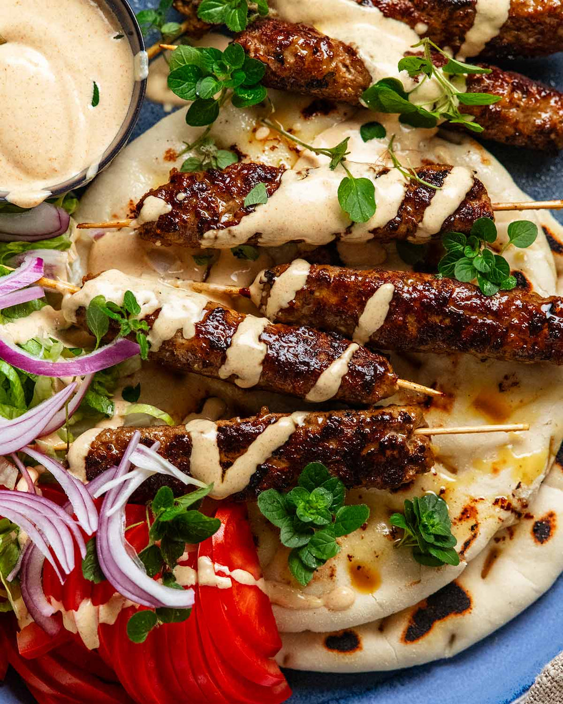 Amber's Lean Beef Kofta Kebabs with Tzatziki & Flatbread