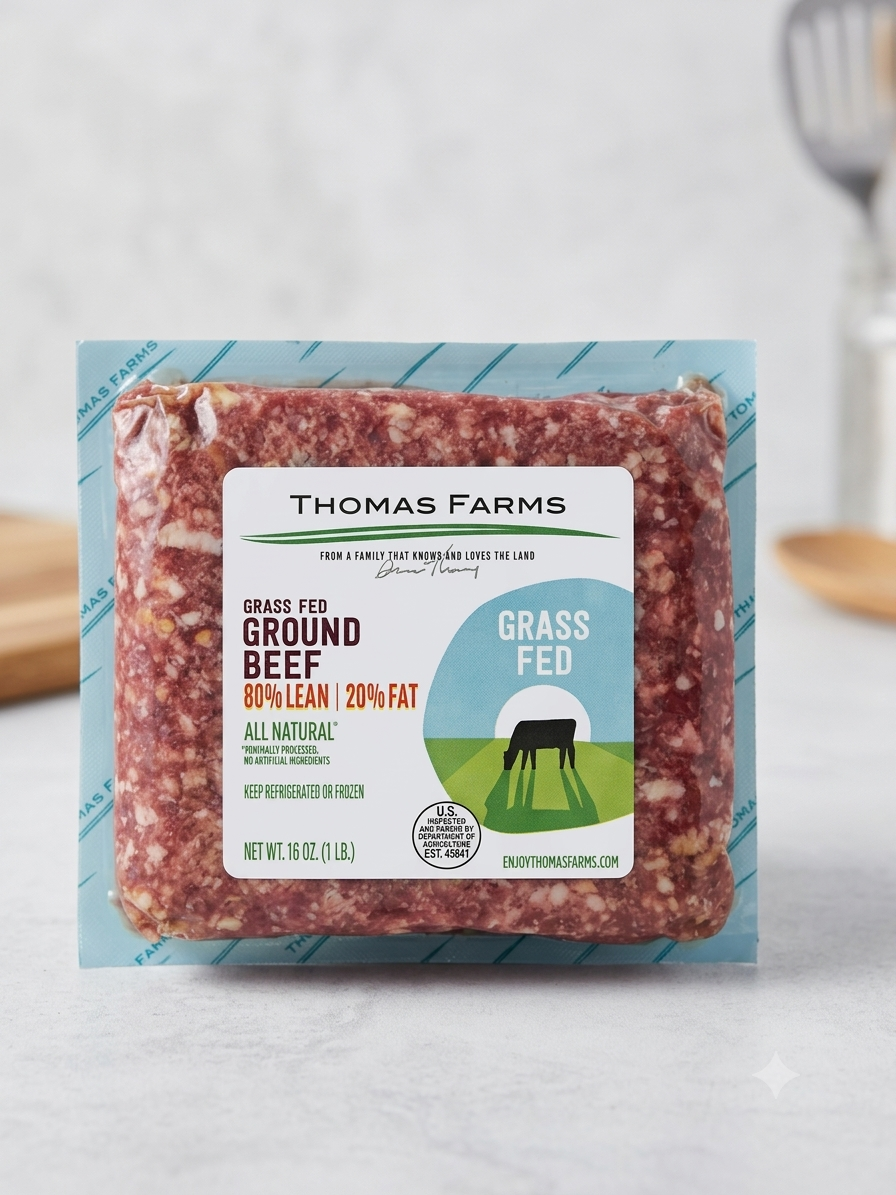 (New Product) Zabiha Halal Ground Grass-Fed Beef 80/20 16oz Retail Pack (Non-HFSSA)