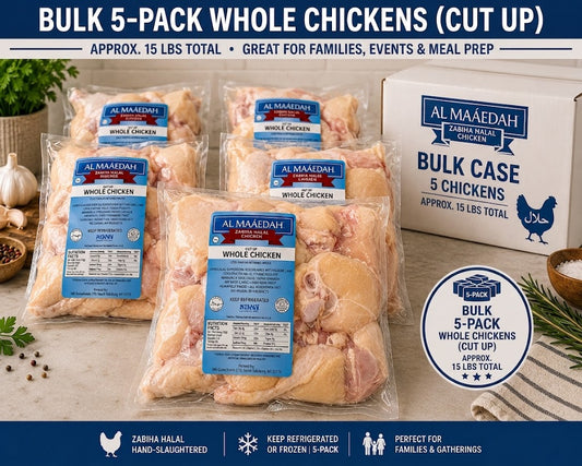 Zabiha Halal 16 Piece Skinless Cut-Up Chicken (Antibiotic Free, Air-Chilled) Bulk 5 Pack