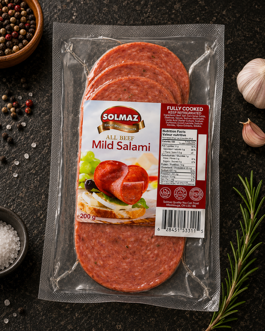 Zabiha Halal Hand-Cut Sliced Salami Mild - 8oz Retail Pack