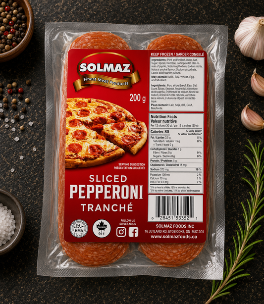 Zabiha Halal Hand-Cut Sliced Pepperoni - 8oz Retail Pack