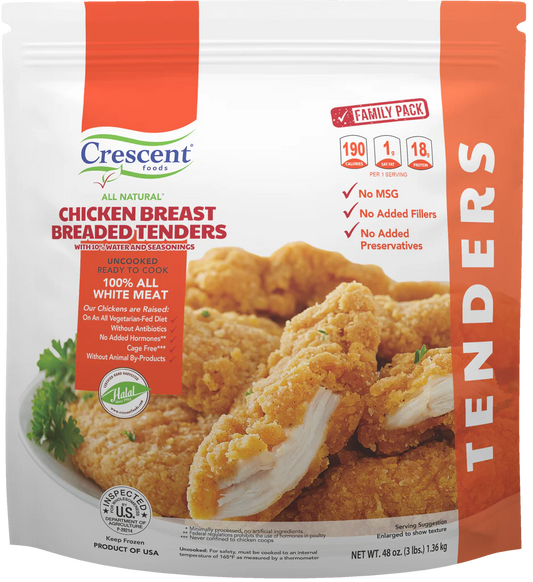 Crescent Foods Chicken Breast Breaded Tenders | 3 lb Bag