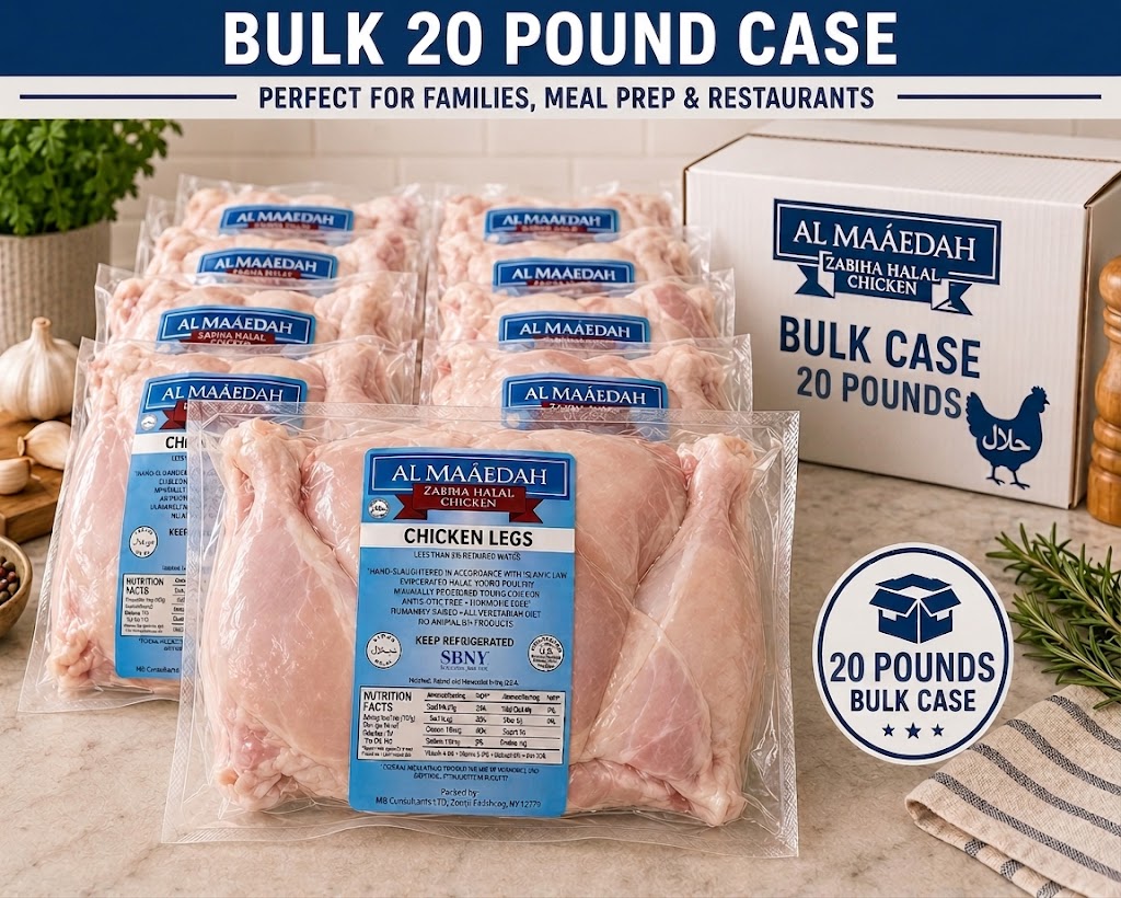 Zabiha Halal Skinless Legs (Antibiotic Free, Air-Chilled) Bulk 20 lbs