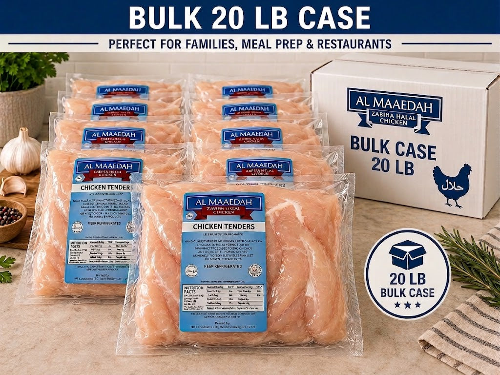 Zabiha Halal Chicken Tenders (Antibiotic Free, Air-Chilled) Bulk 20 lbs