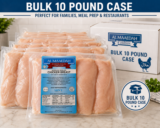 Zabiha Halal Boneless Skinless Chicken Breast (Antibiotic Free, Air-Chilled) Bulk 10 lbs