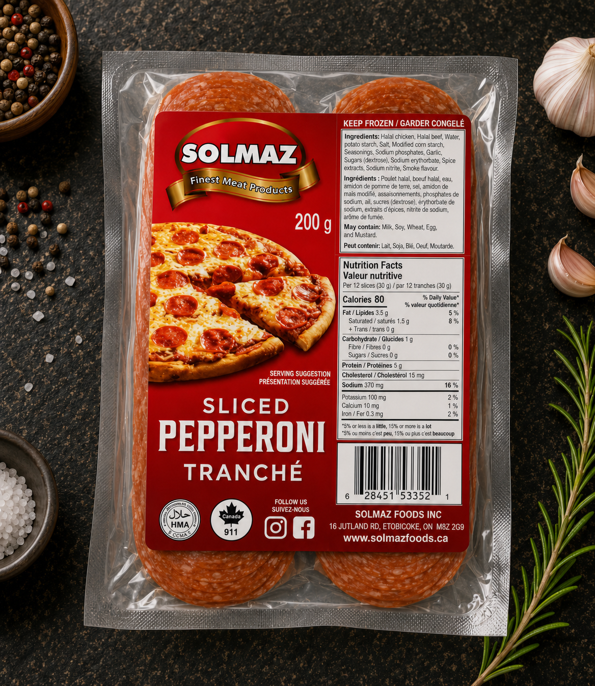 Zabiha Halal Hand-Cut Sliced Pepperoni - 8oz Retail Pack