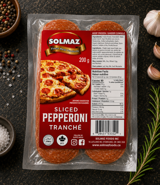 Zabiha Halal Hand-Cut Sliced Pepperoni - 8oz Retail Pack