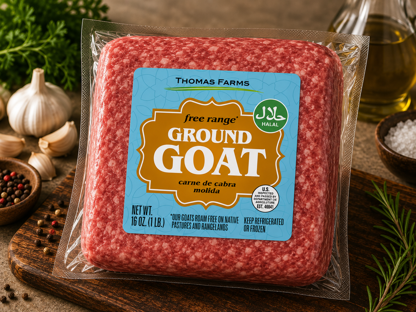 Zabiha Halal Free-Range Ground Goat 16oz Retail Pack