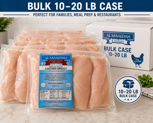 Zabiha Halal Boneless Skinless Chicken Breast (Antibiotic Free, Air-Chilled) Bulk