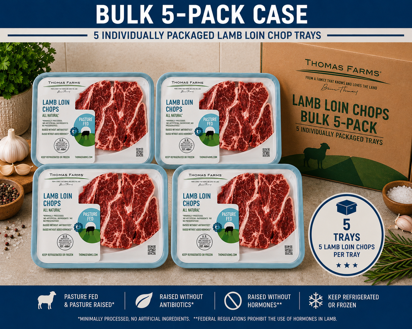 Zabiha Halal Lamb Loin Chop 16oz Retail Pack 6 lb Bulk - $12.49/lb REG $14.99/lb