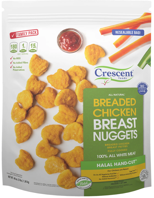 Crescent Foods Chicken Breast Nuggets, Fully Cooked | 3 lb Bag