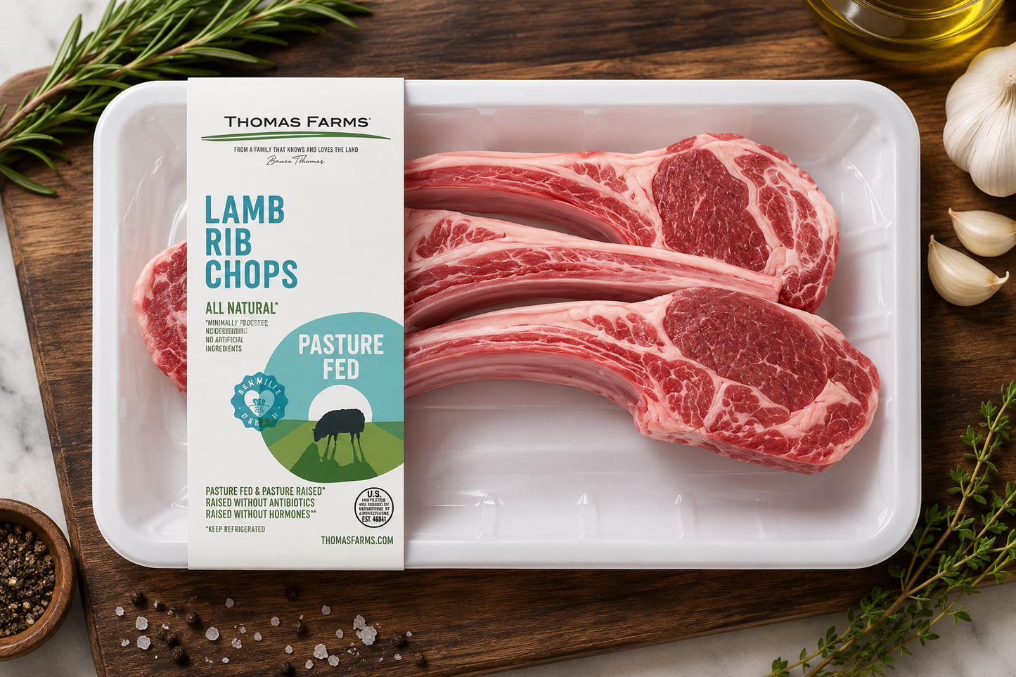 Zabiha Halal Lamb Rib Chops 8oz Retail Pack