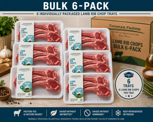 Zabiha Halal Lamb Rib Chops 8oz Retail Pack 3 lb Bulk - $27.99/lb REG $31.99/lb