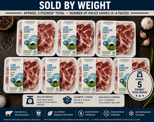 Zabiha Halal Lamb Shoulder Chop 12oz Retail Pack 5 lbs Bulk - $11.49/lb REG 12.99/lb